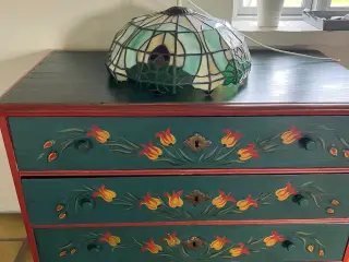Lampe Tiffany gammel, blyindfattet glas