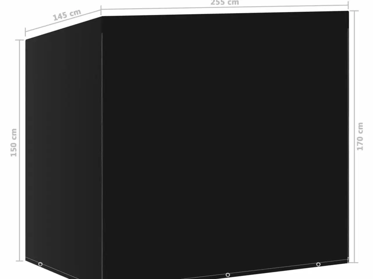 Billede 9 - Overtræk til hængesofa 255 × 145 × 170/150 cm - sort, 10 snørehuller, 2 lynlåse
