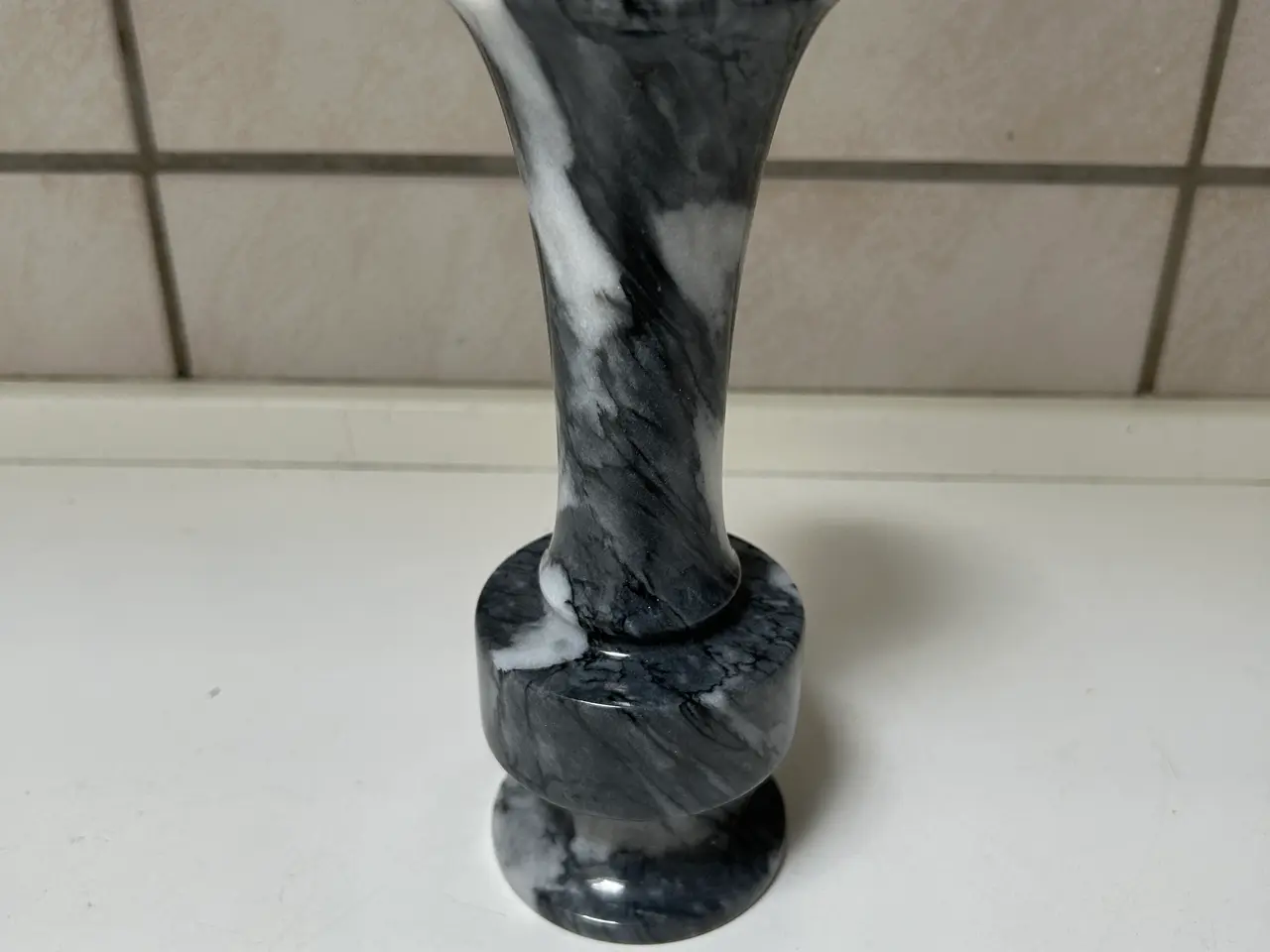 Billede 3 - Vintage marmor vase i grå og hvid