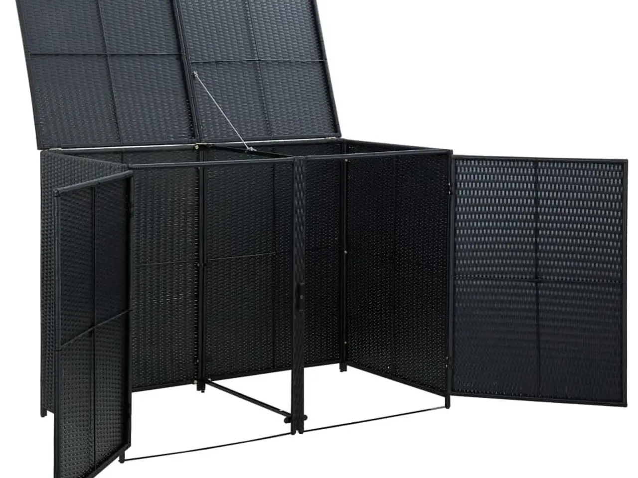 Billede 5 - Dobbelt skraldespandsskjuler i sort polyrattan - 148 × 80 × 111 cm