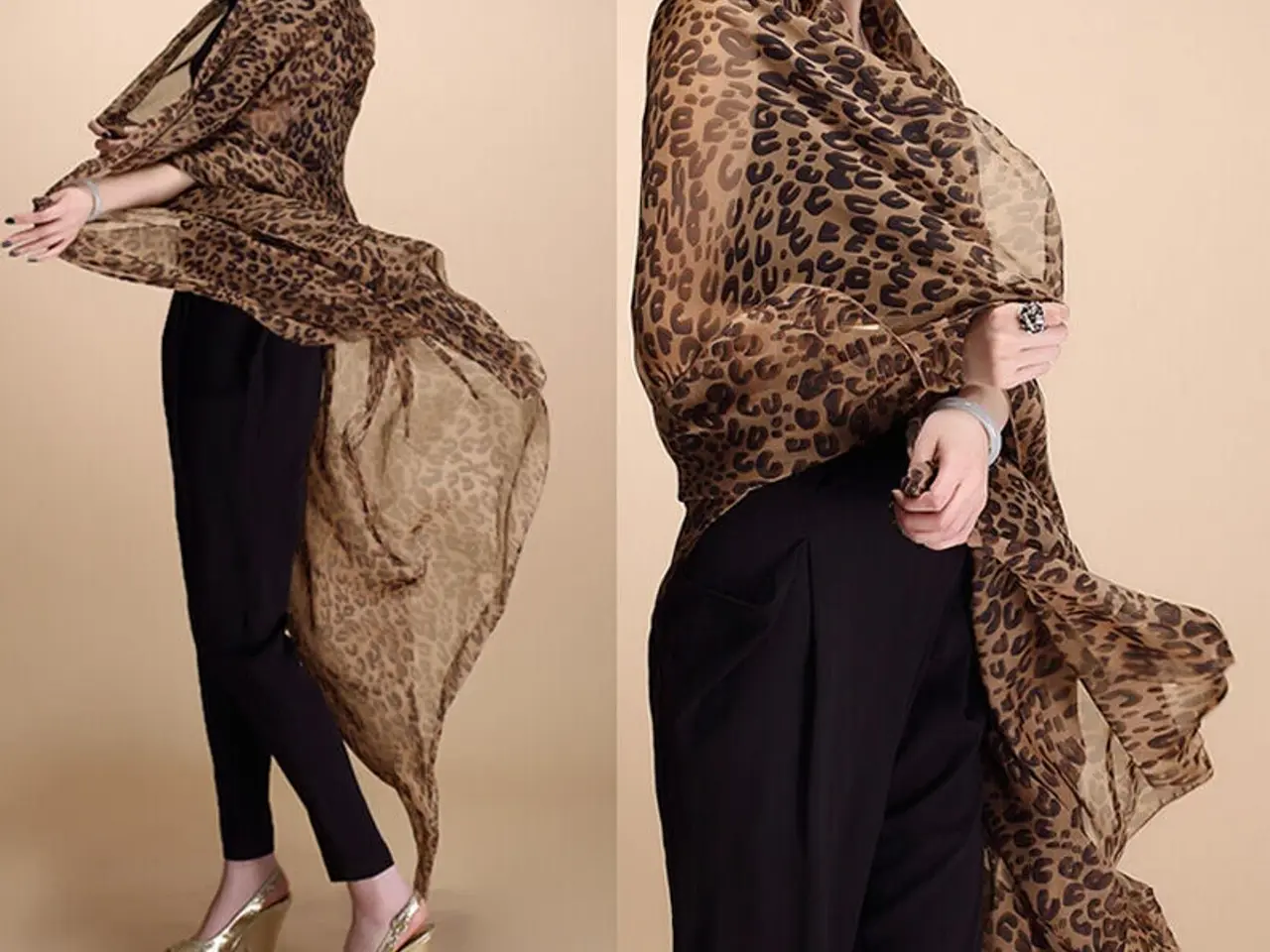 Billede 3 - tørklæde med leopard print- Mål: 78x170 cm
