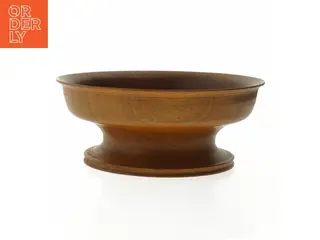 Drejet Teak Træskål på fod (str. Ø. 20 cm. længde. 8 cm)