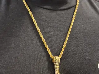 Thors hammer halskæde, goldfilled.