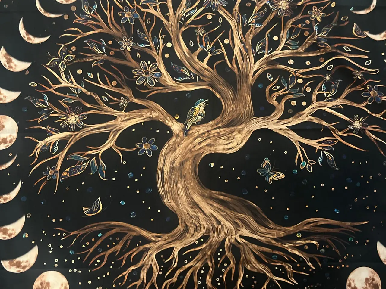 Billede 1 - Tarot dug 73x73cm - Livets træ med måner