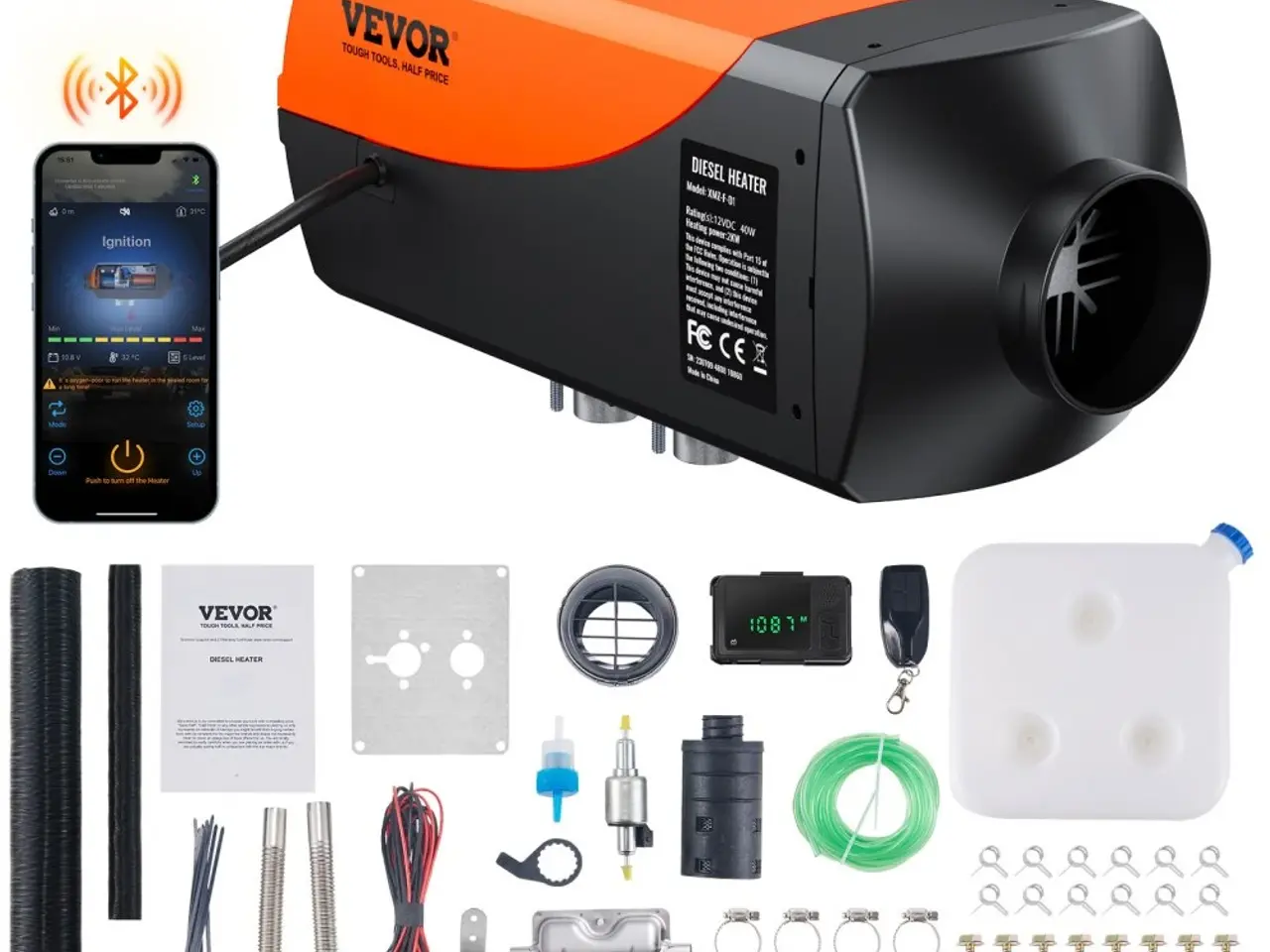 Billede 1 - VEVOR 2kW Dieselfyr med Bluetooth – Kinafyr
