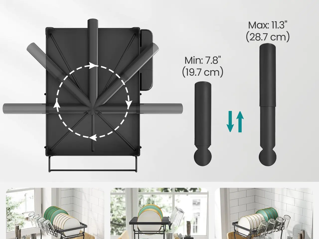 Billede 5 - Opvaskestativ i 2 etager med bestikholder - Ink Black