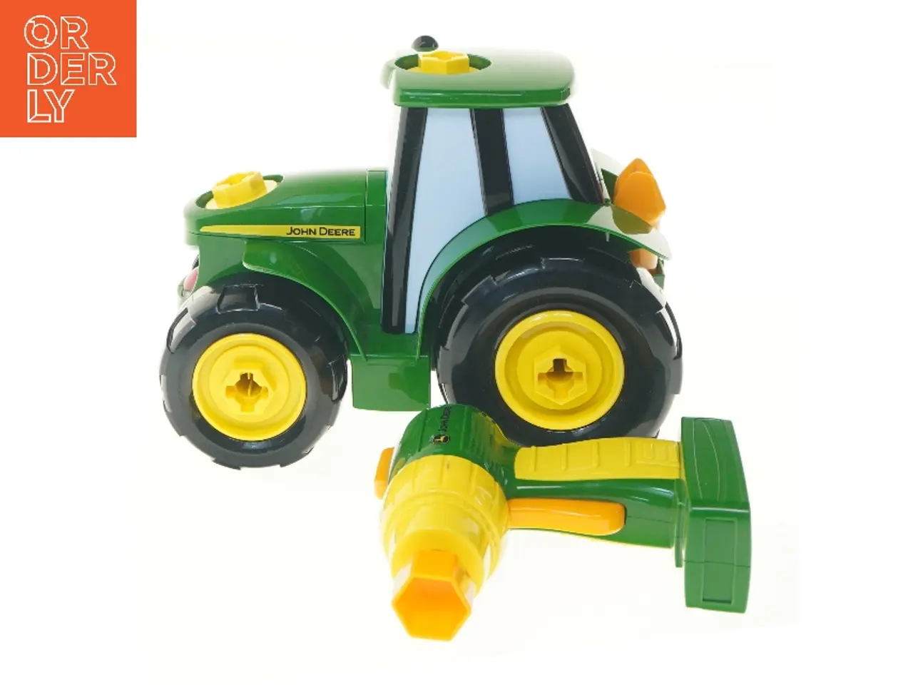 Billede 1 - John Deere legetøjs traktor med skruemaskine (str. 22x15 cm)