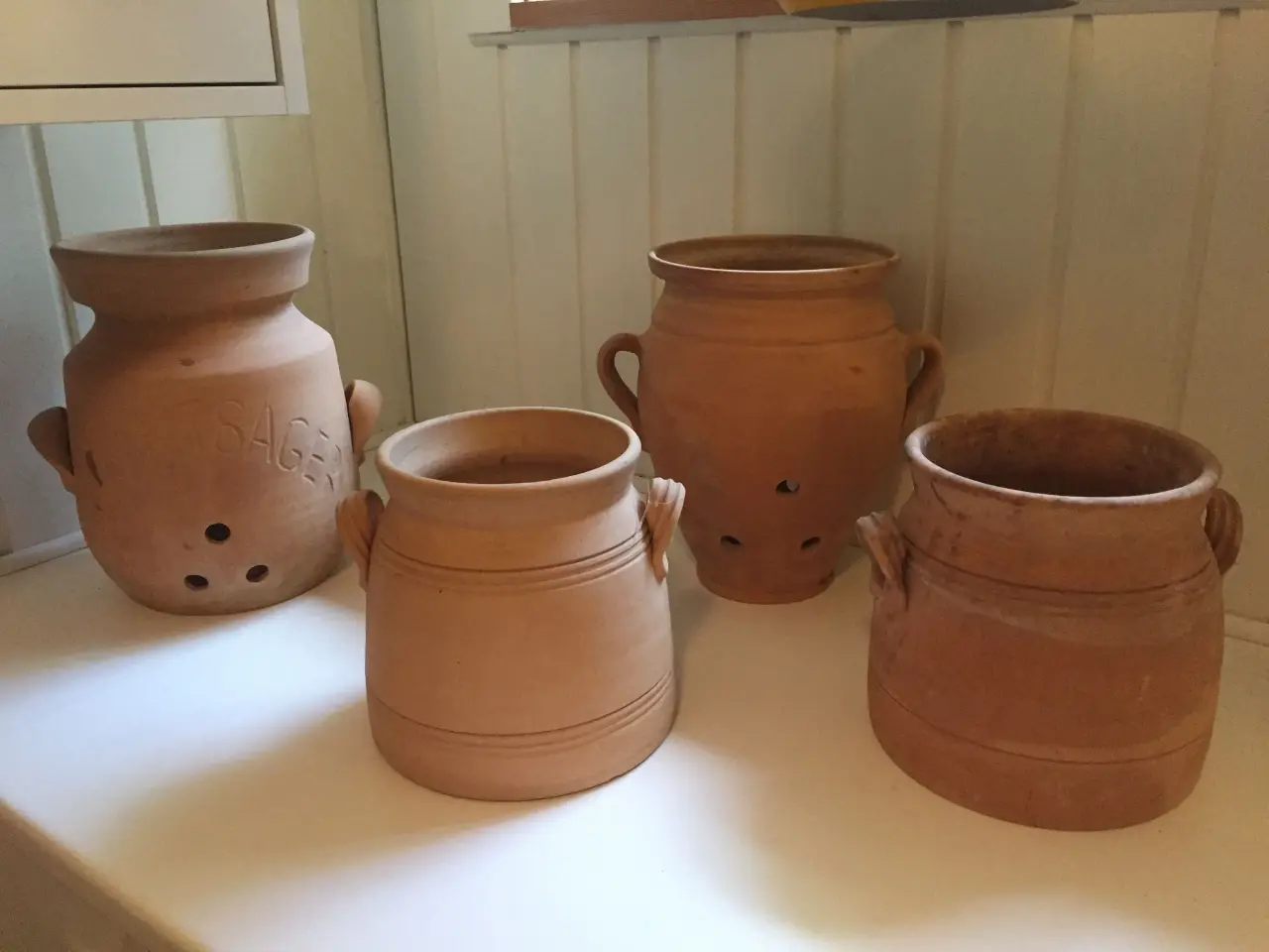 Billede 3 - 4 store flotte terracotta krukker, alle med ører