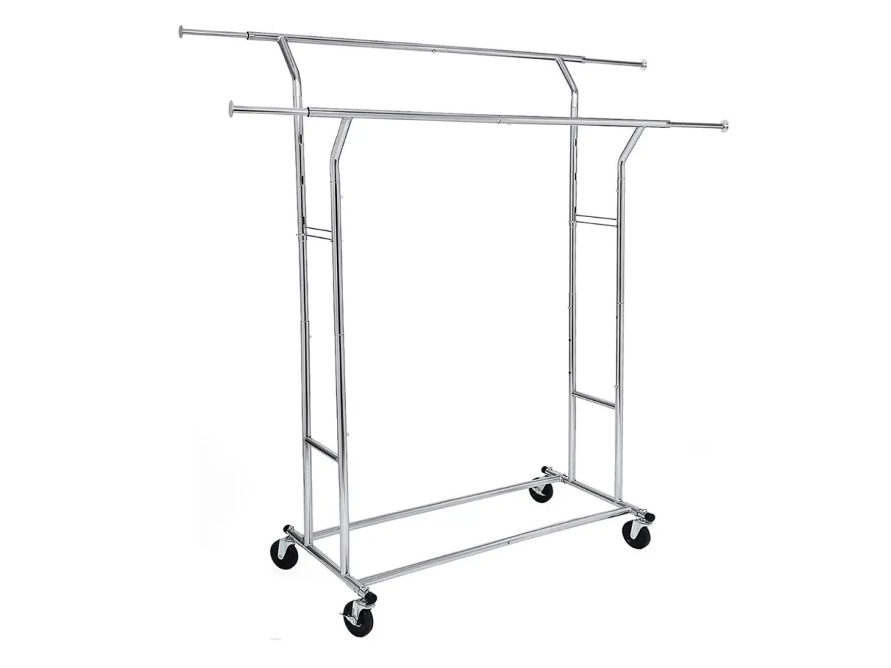 Billede 1 - Tøjstativ på hjul Heavy Duty 110 kg, justerbar længde 129-169 cm, krom