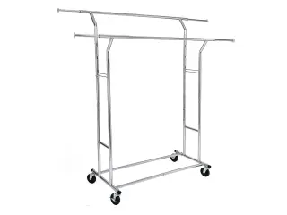 Tøjstativ på hjul Heavy Duty 110 kg, justerbar længde 129-169 cm, krom