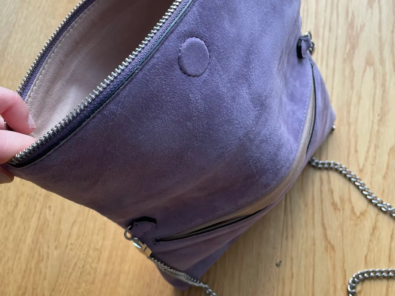 Billede 6 - Karen Millen lilla skuldertaske ruskind