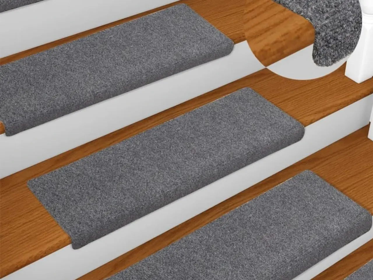 Billede 1 - Trappemåtter selvklæbende 15 stk. 65x21x4 cm lysegrå rektangulær kant