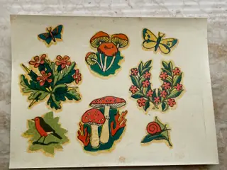 7ark vintage overføringsbilleder m blomstermotiver