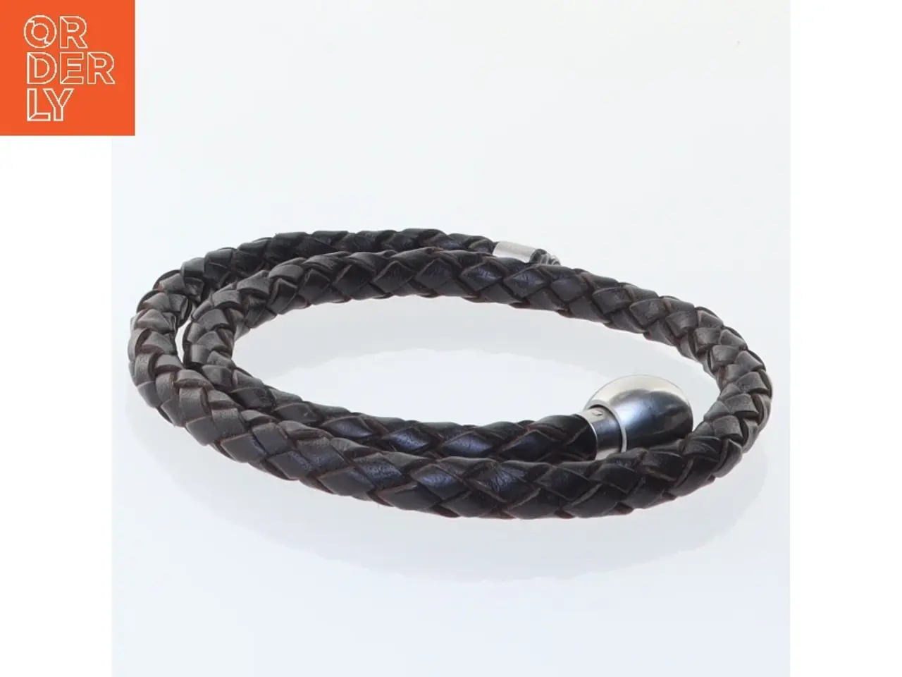 Billede 1 - Flettet læderarmbånd (str. 41,5. cm)