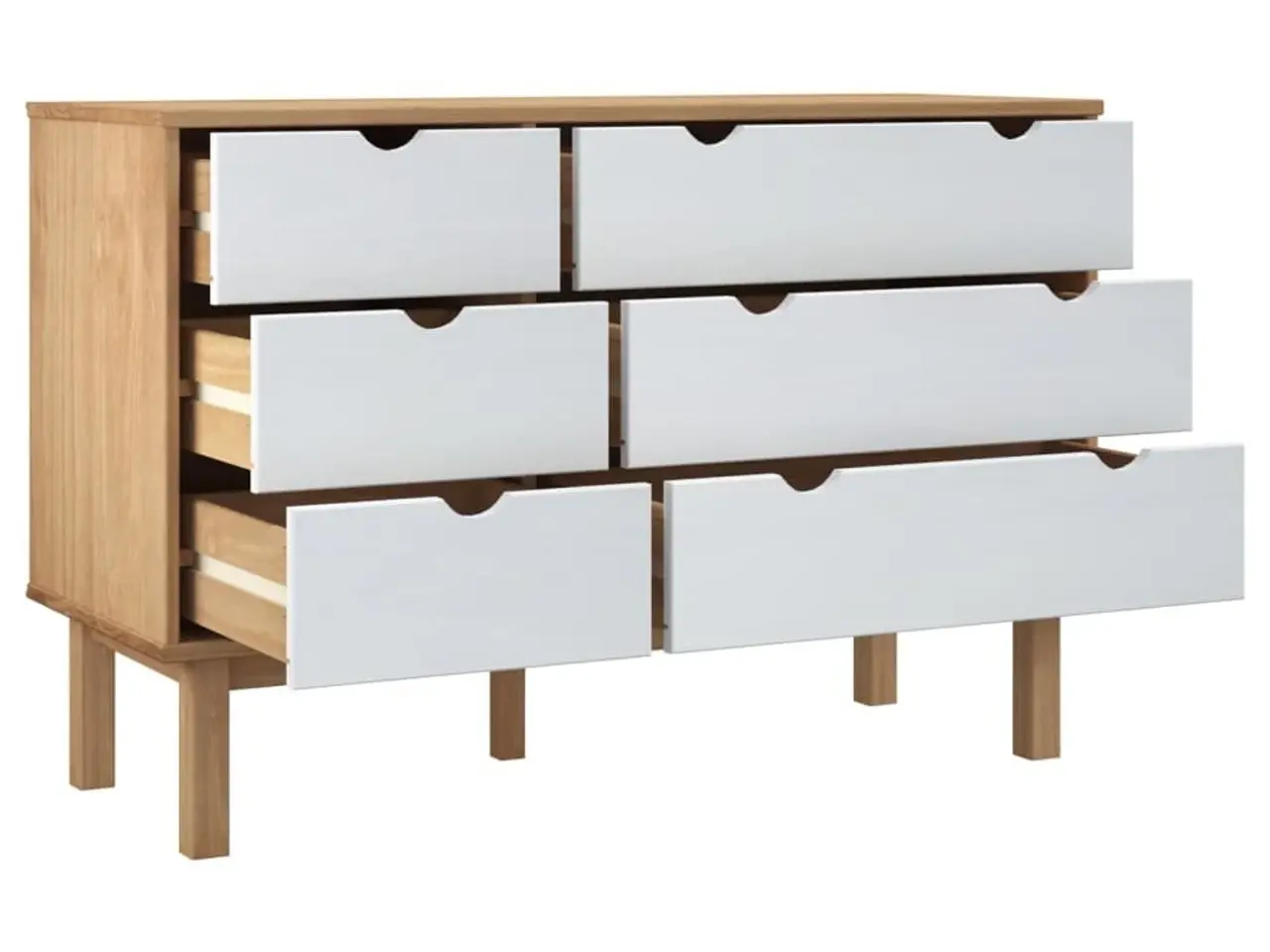 Billede 4 - Kommode OTTA med 6 skuffer 111 x 43 x 73,5 cm - brun og hvid