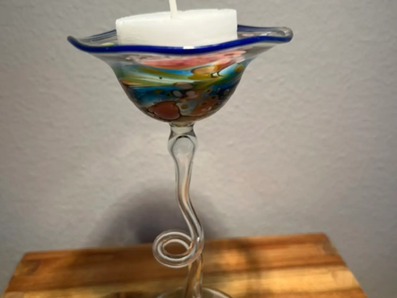 Billede 3 - H. Eich – Flot mundblæst kunstglas lysestage