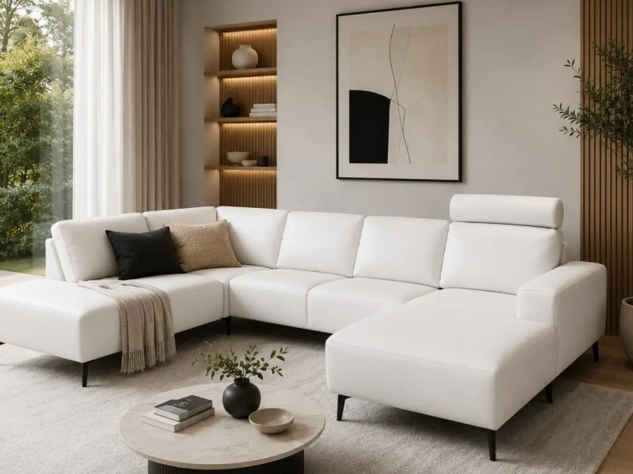 Billede 9 - Hjort Knudsen Copenhagen Hvid Læder U-sofa - Højrevendt