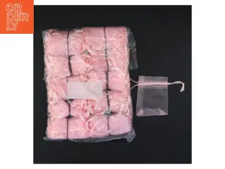 100 Små rosa smykkeposer eller risposer i chiffon (str. 8,5 x 6,5 cm)
