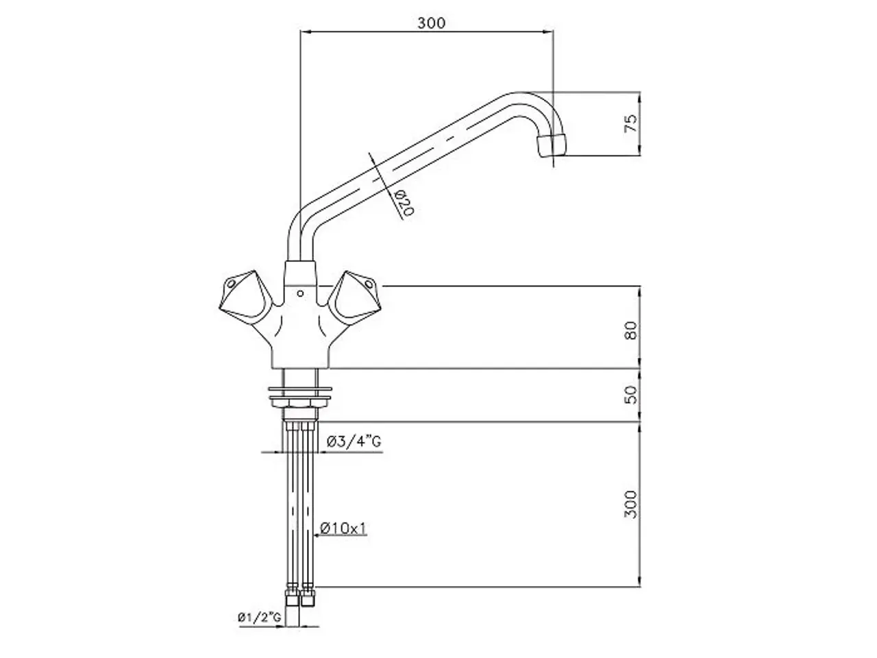Billede 2 - Et-huls Armatur med 3/4″ Vandtilslutning