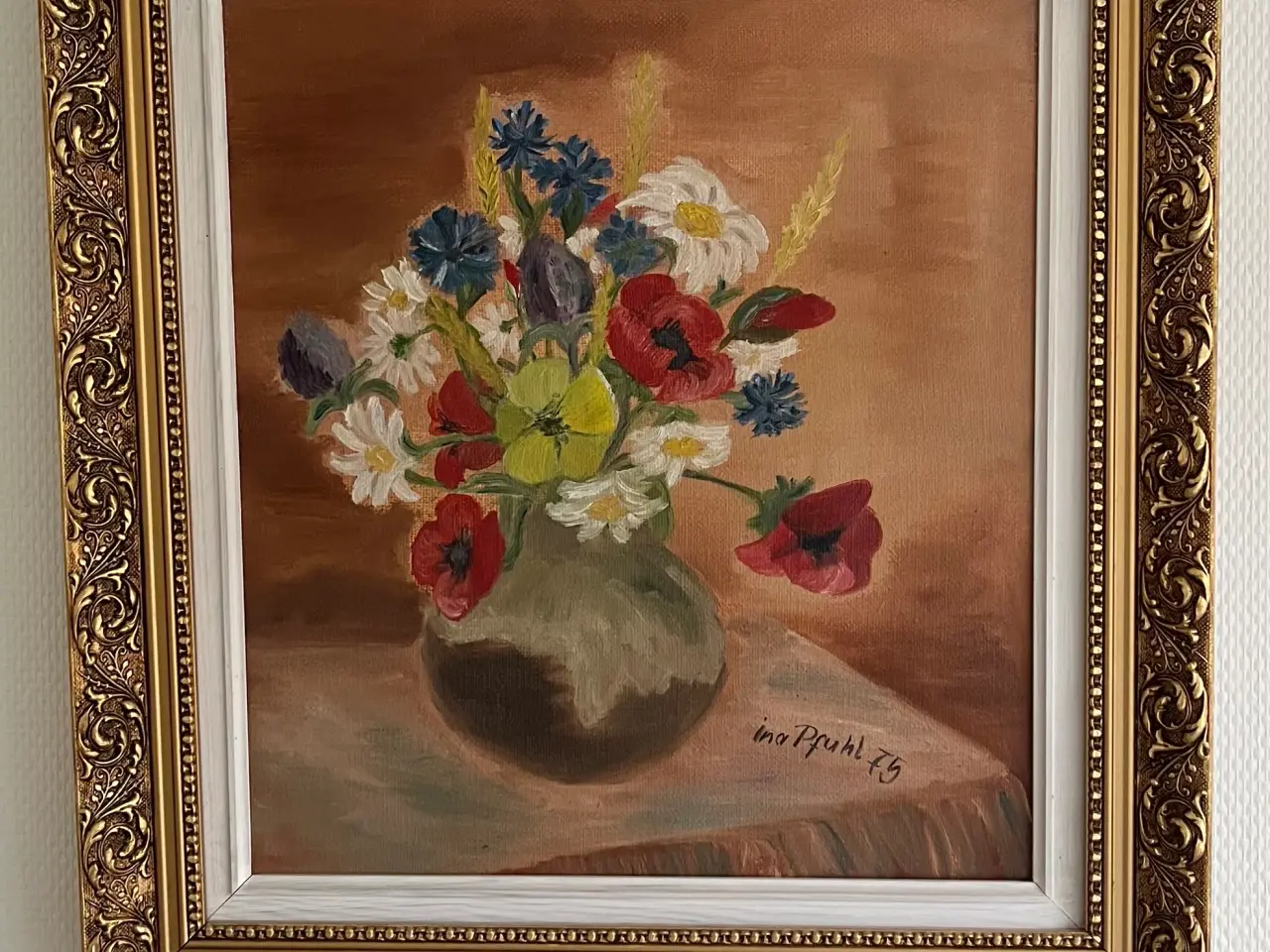 Billede 1 - Billede med blomst med flot ramme