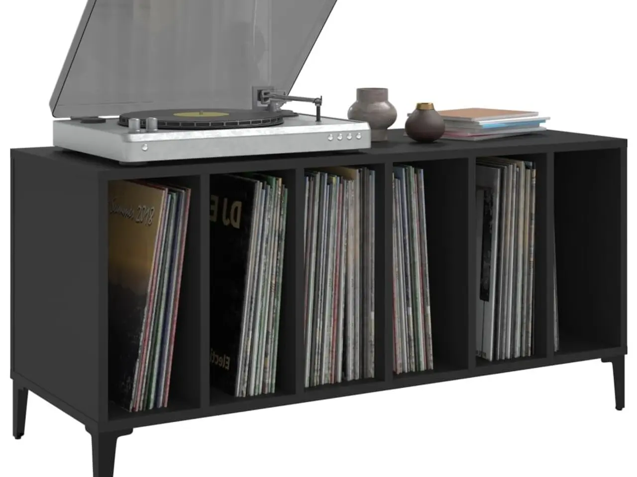 Billede 4 - Vinylskab 100x38x48 cm konstrueret træ sort