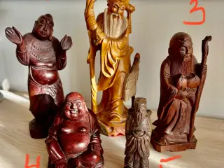 Vintage/ antikke håndskårede orientalske figurer