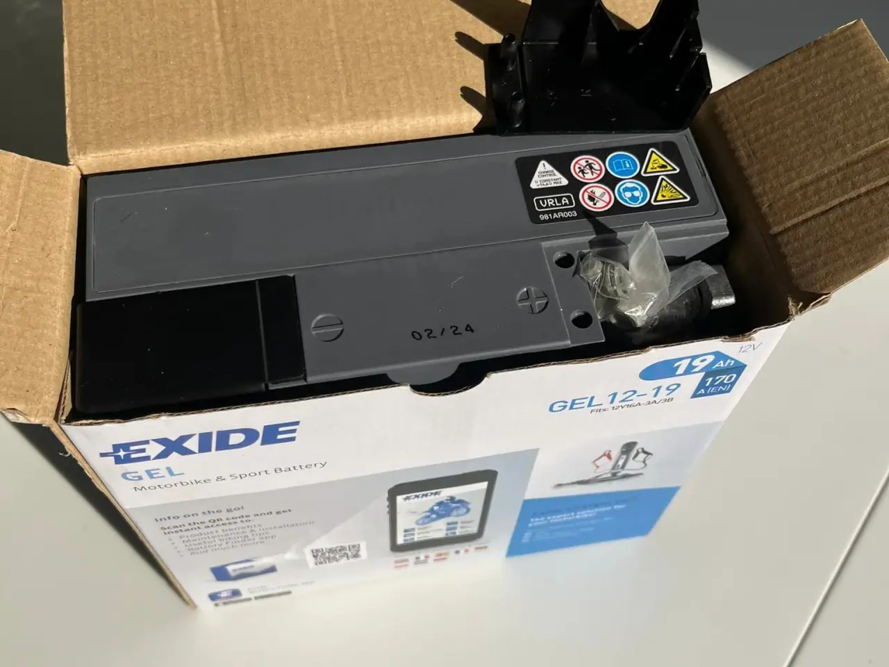 Billede 2 - MC batteri Exide GEL 12-19, 19Ah. 
