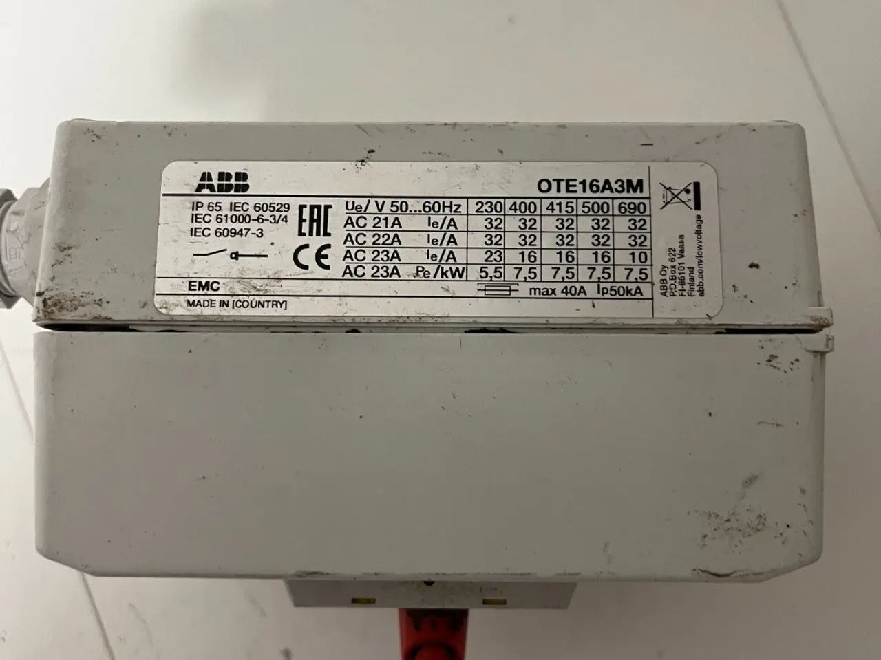 Billede 7 - ABB OTE16A3M Safety kontakt Disconnect 16A IP65