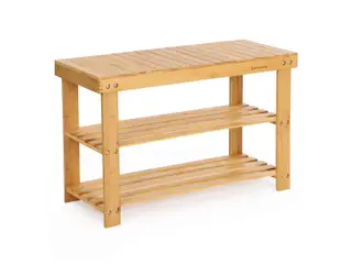 Skobænk i bambus med 3 hylder 70 × 28 × 45 cm