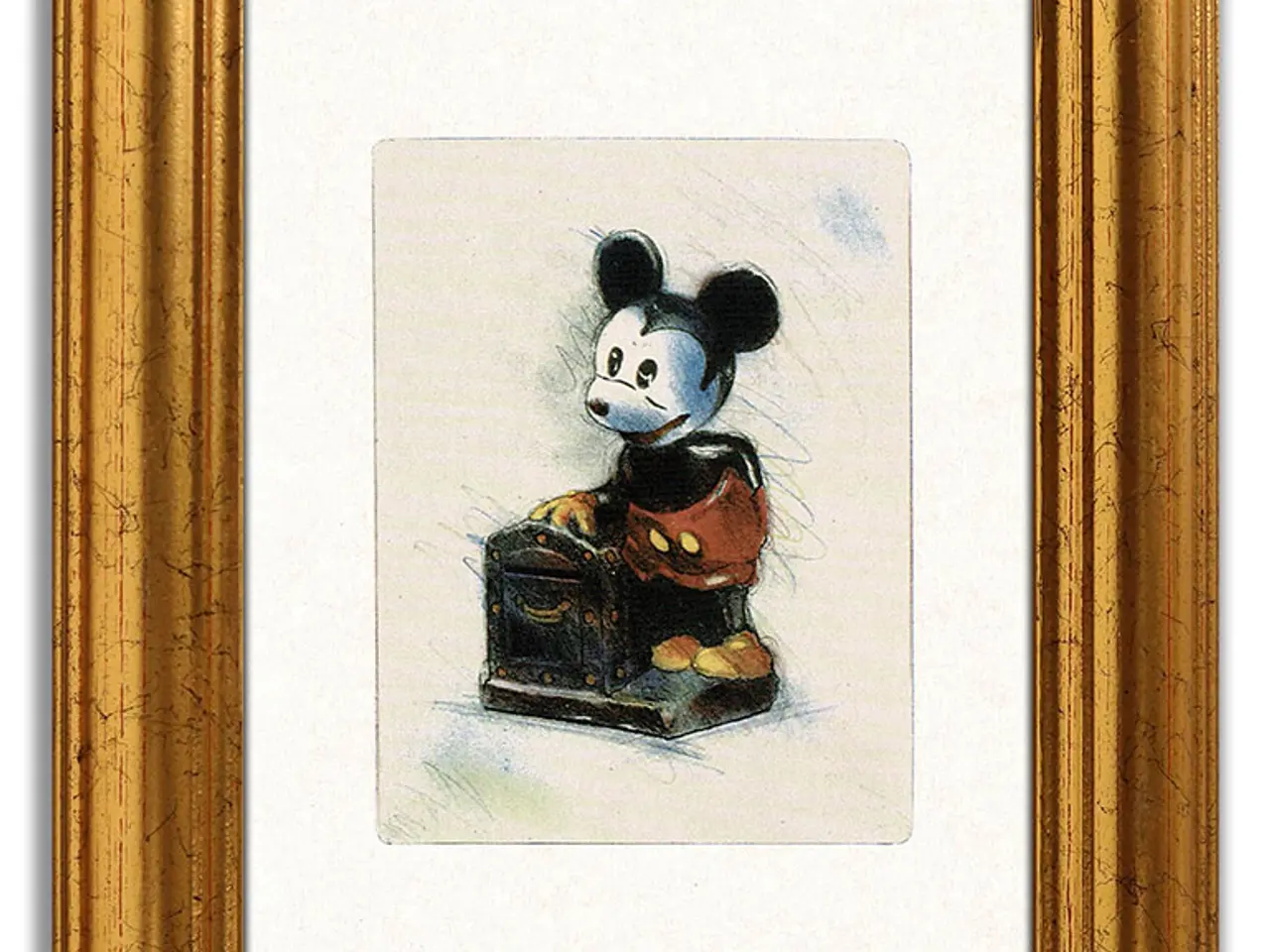 Billede 1 - Lasse Åberg Tavla Mickey Crown Bank med guldram
