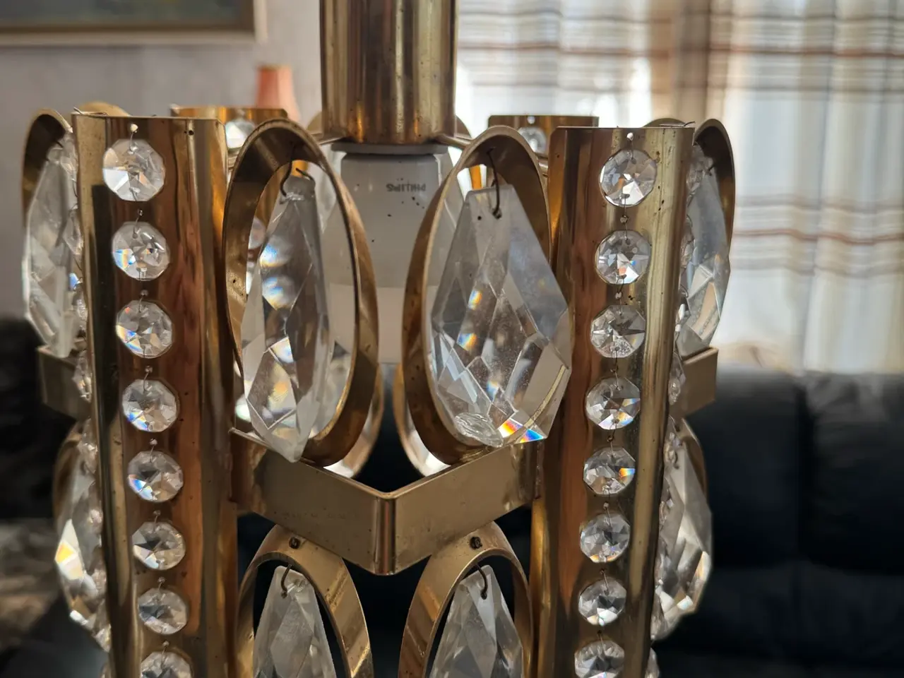 Billede 3 - Krystallampe belagt med guld