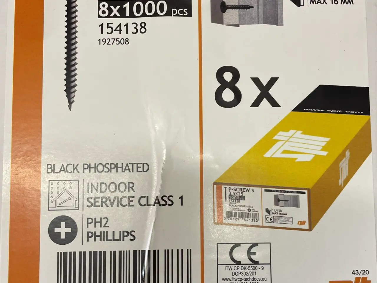 Billede 1 - SPIT gipsskruer – 16.000 stk. – 3,5×25 og 3,5×35 m