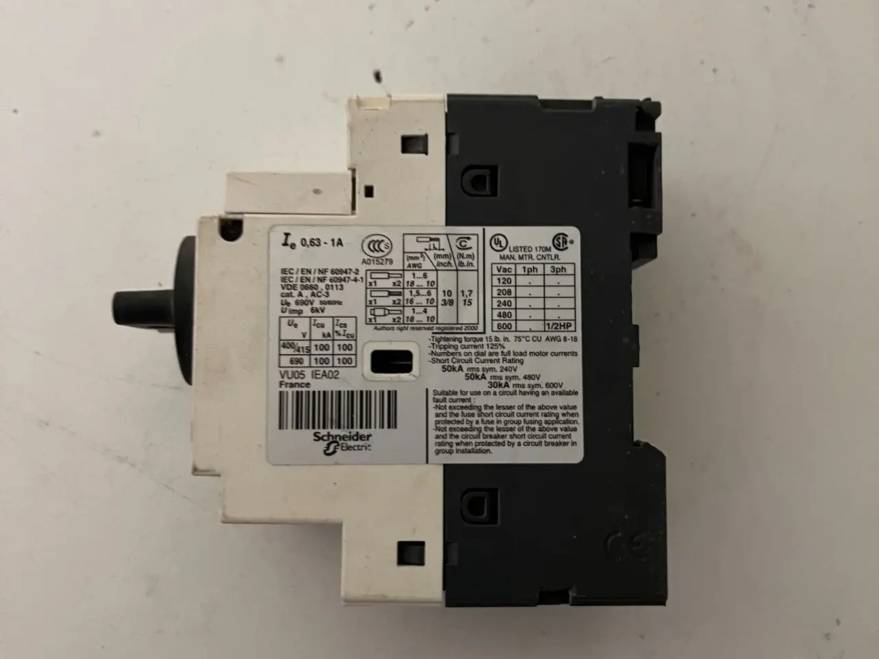 Billede 5 - Schneider Telemecanique GV2P05 0.63–1A Motor med