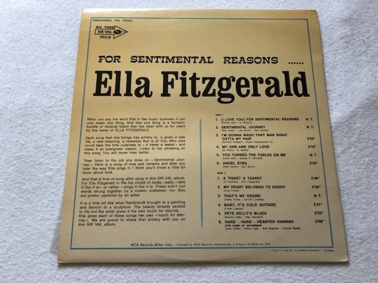 Billede 2 - Ella Fitzgerald, For Sentimental Reasons