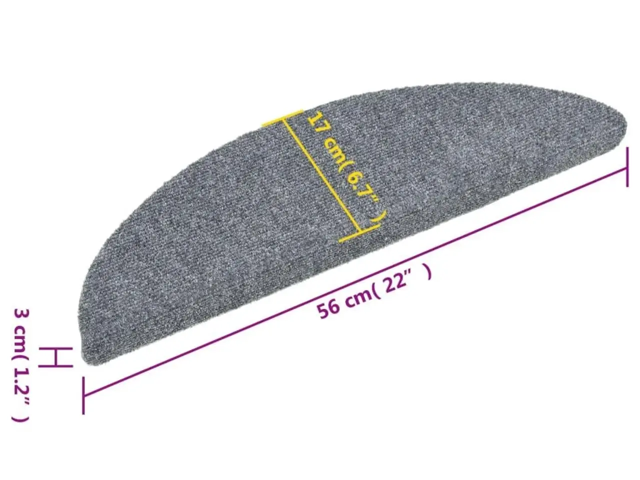 Billede 8 - Trappemåtter selvklæbende 15 stk. 56x17x3 cm lysegrå halvrunde