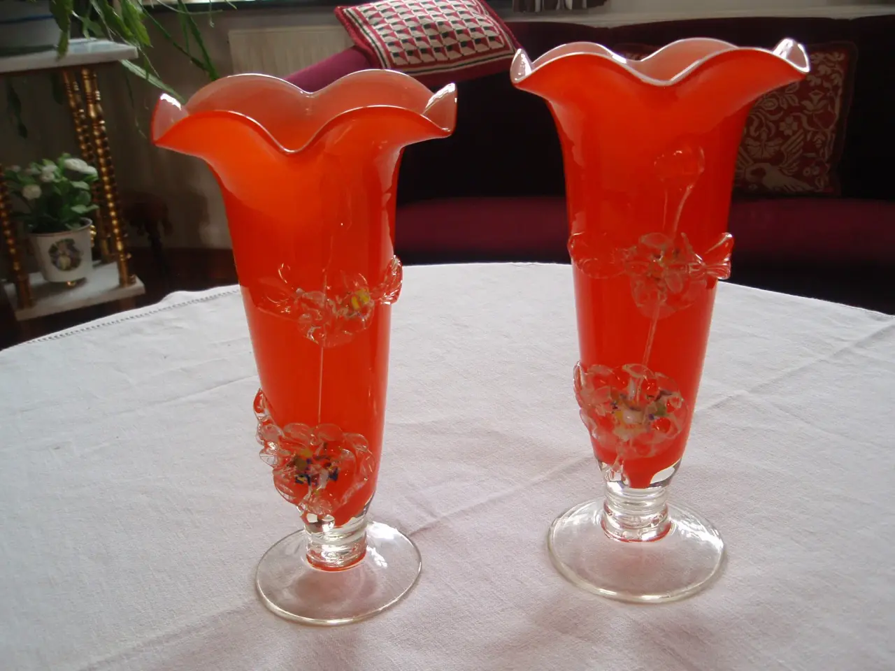Billede 1 - 2 stk. orange Tivoli glasvaser