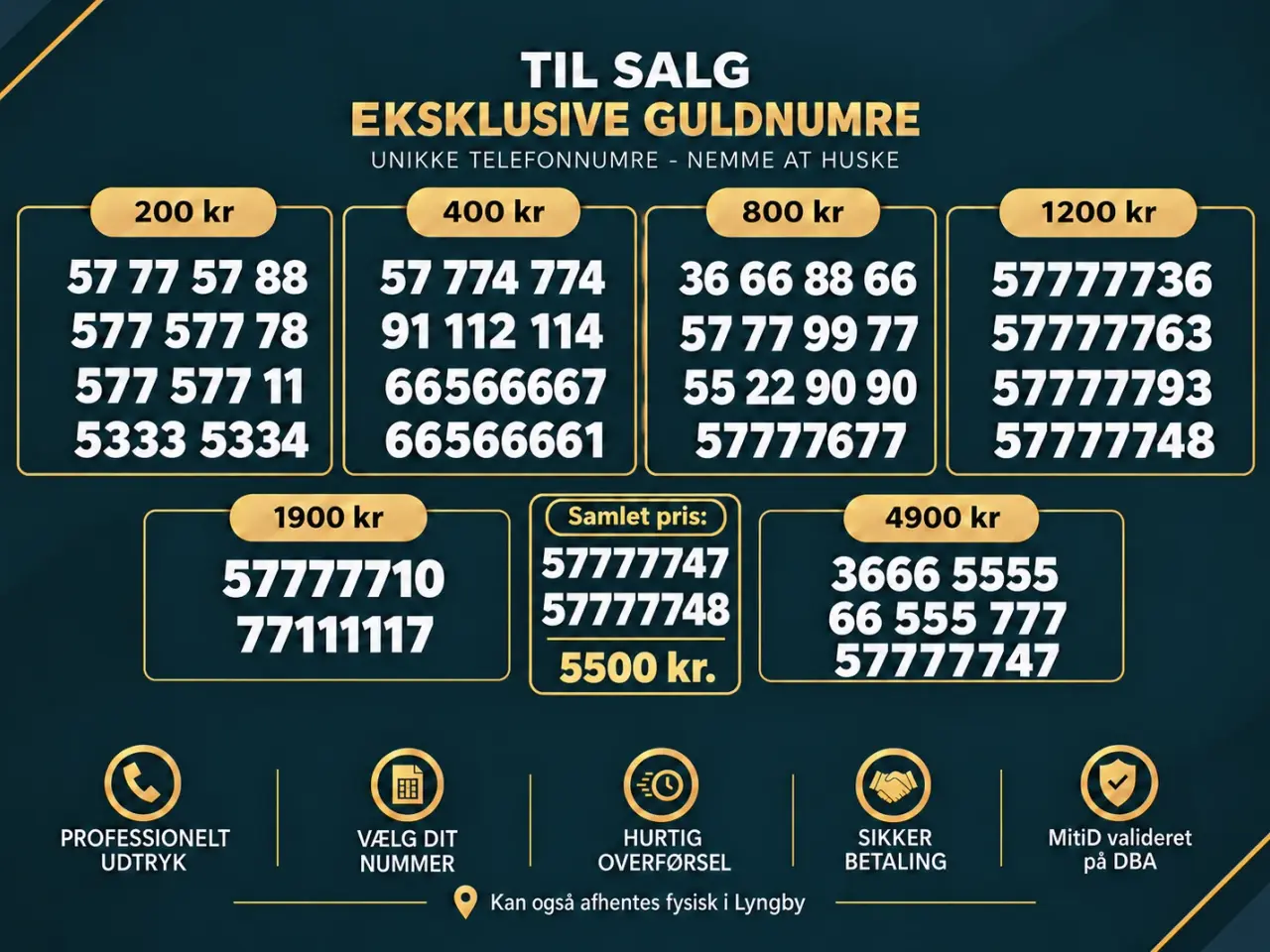 Billede 1 - Guldnummer 📱 Eksklusive guldnumre