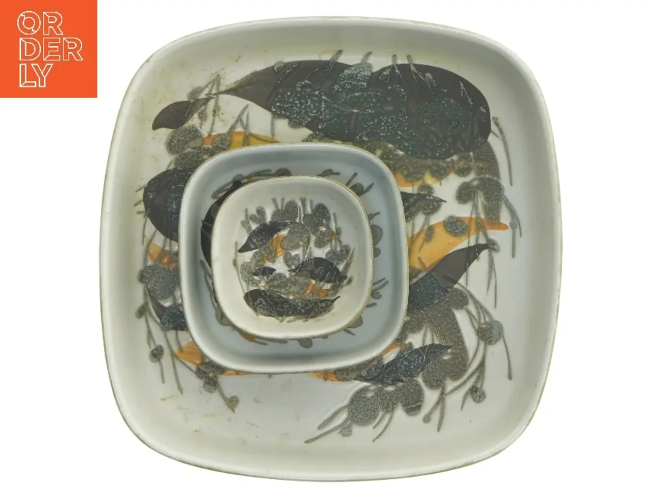 Billede 1 - Sæt af kvadratiske porcelænsfade fra Royal Copenhagen (str. 3 stk 9,5x9,5 & 13x13 & 26,5x26,5 cm)