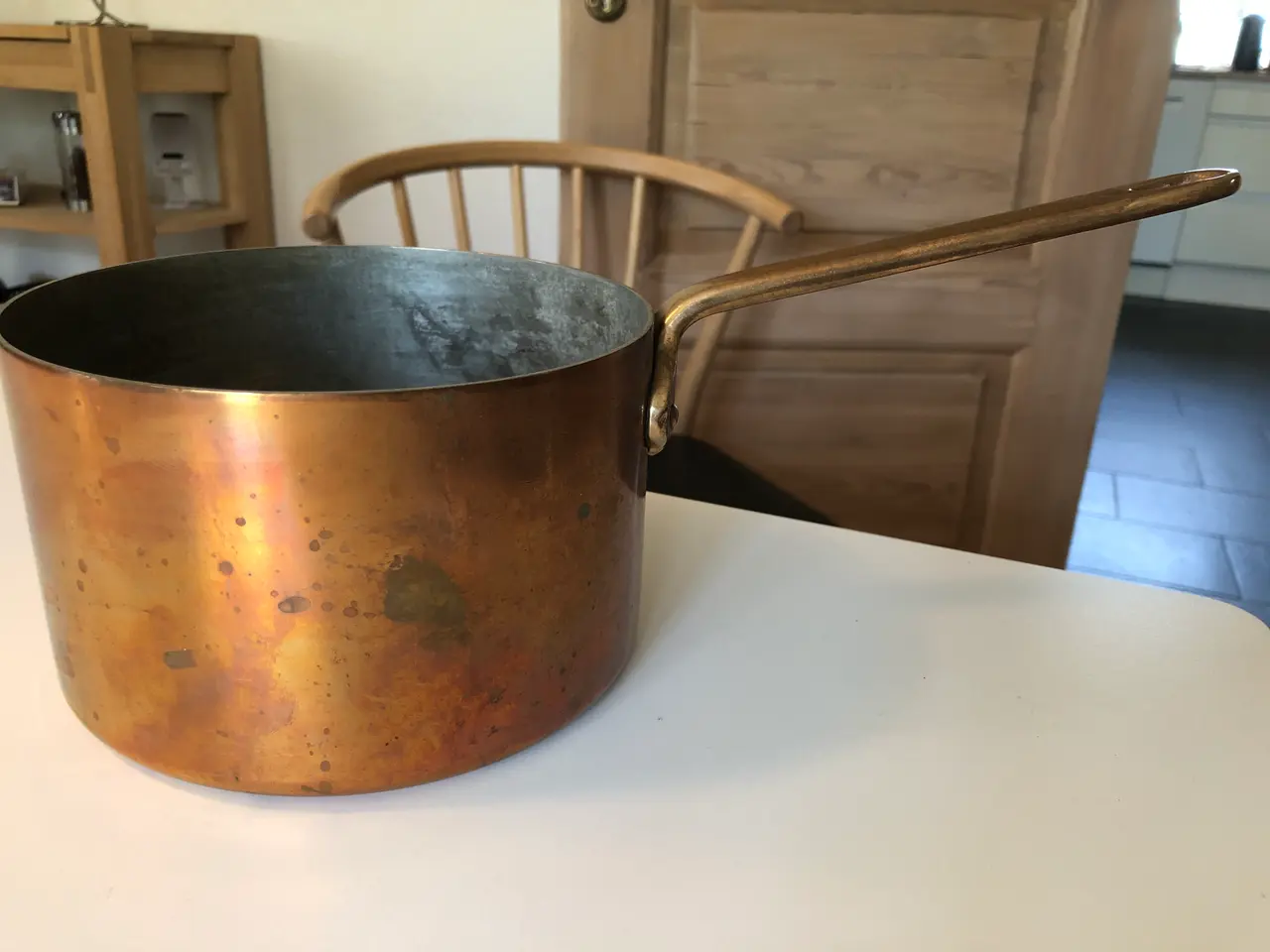 Billede 1 - Kobbergryde Ø16 cm med solidt messinghåndtag