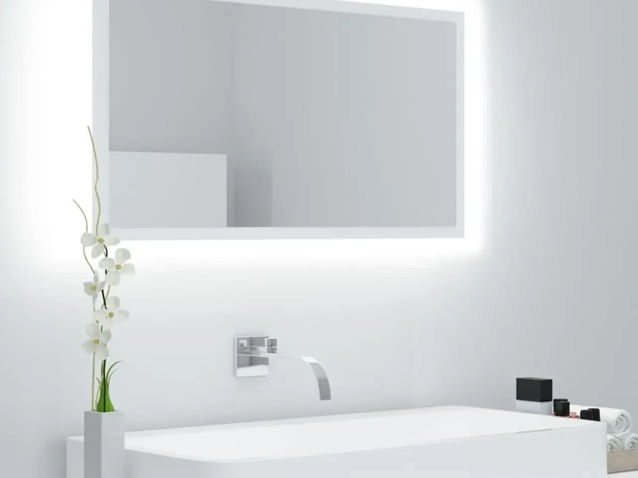 Billede 1 - Badeværelsesspejl med LED-lys 80 x 8,5 x 37 cm - hvid