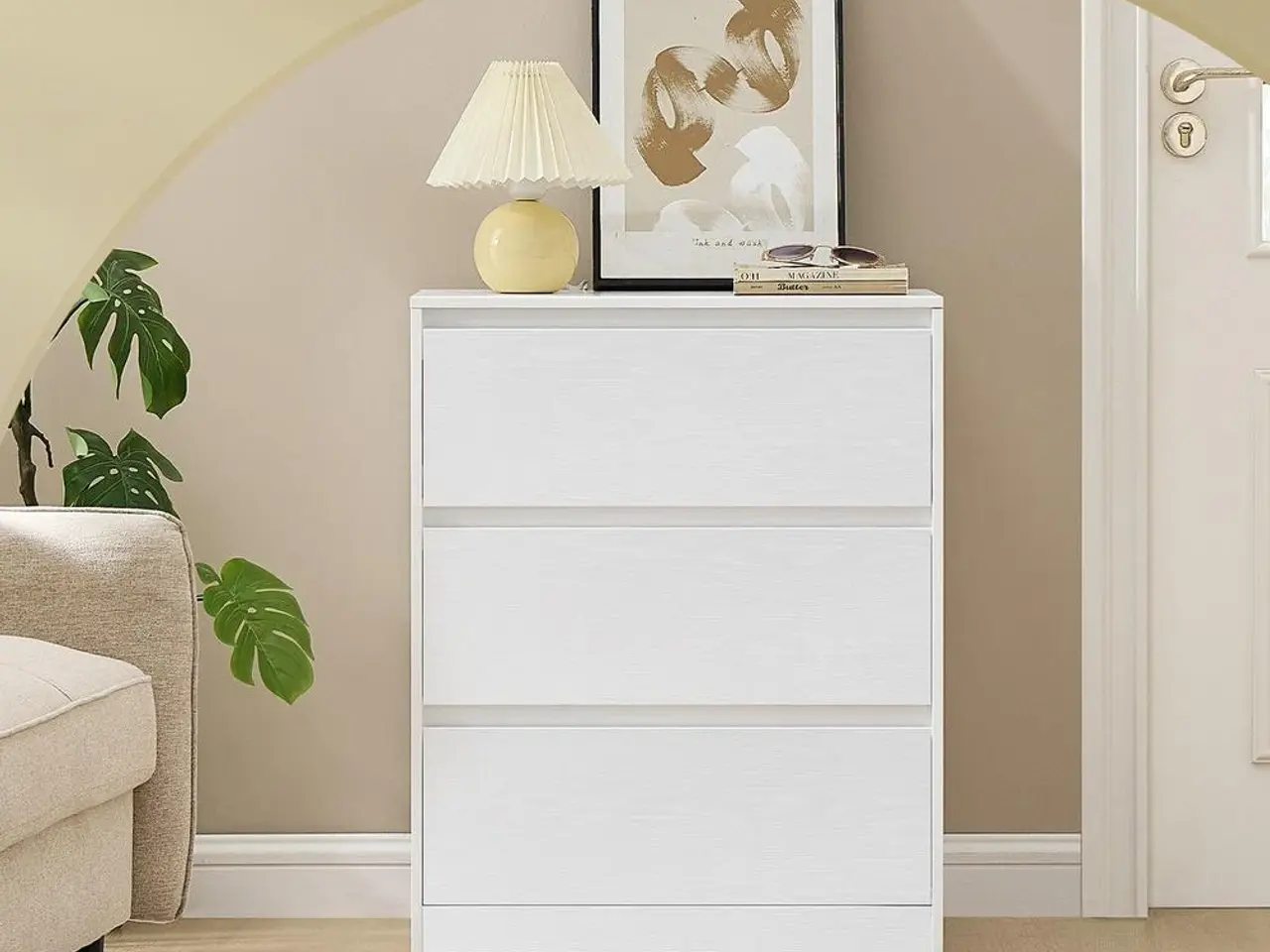 Billede 7 - Kommode med 3 skuffer - moderne, snehvid, 40 × 60 × 75 cm (KAILYN)