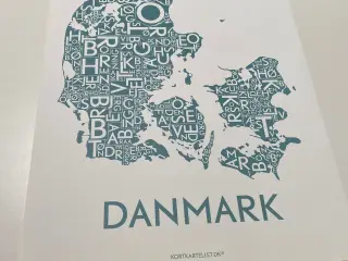 Plakat kort Danmark 