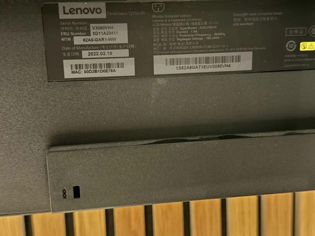 Billede 2 - Lenovo ThinkVision T27hv-20 (62A9GAR1WW)