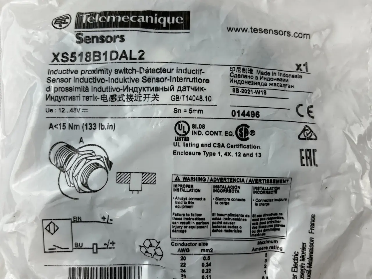 Billede 3 - Telemecanique XS518B1DAL2 Proximity Sensor M18 5mm