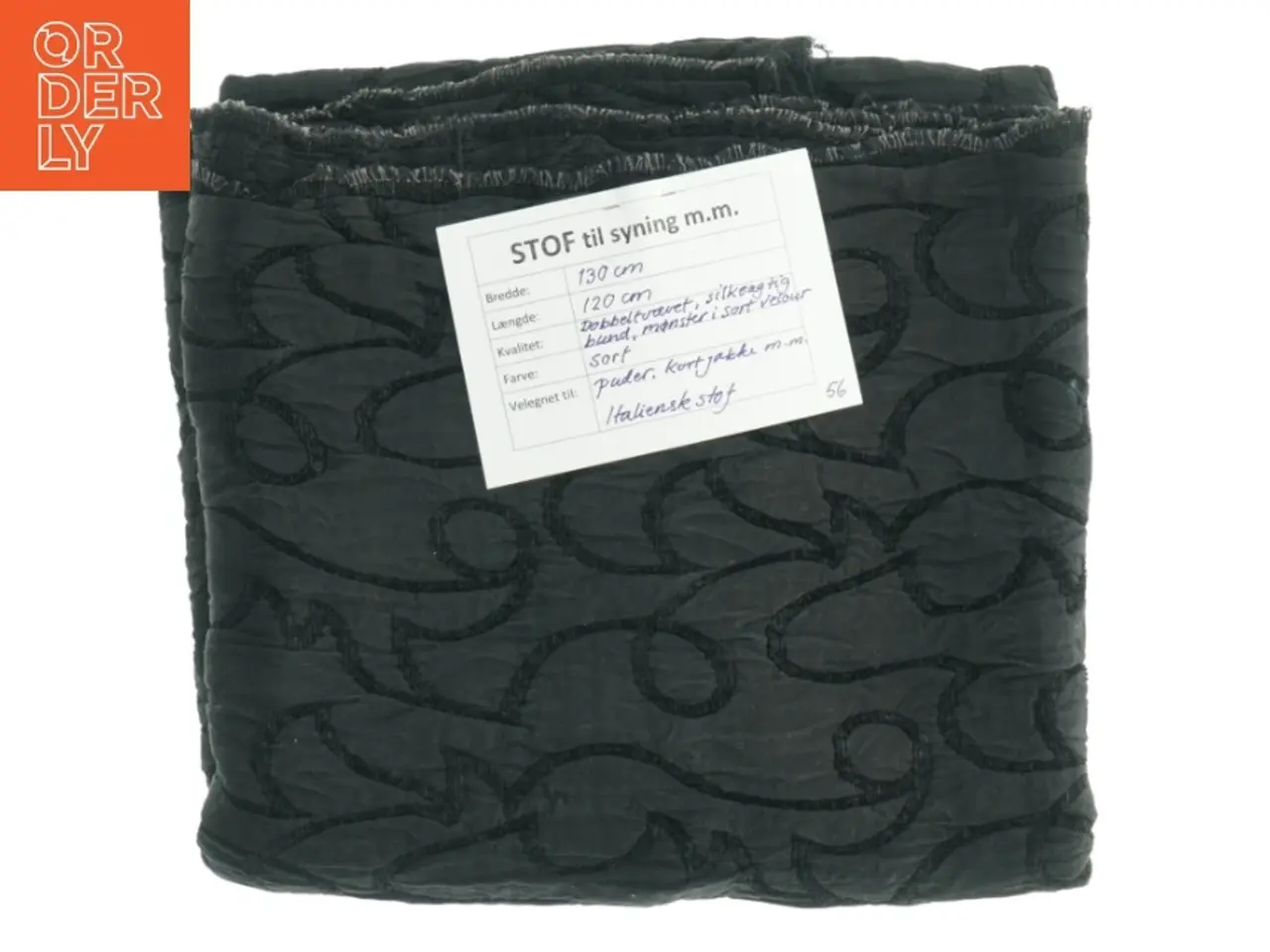 Billede 1 - Stof, sort jacquard (130 x 120 cm)