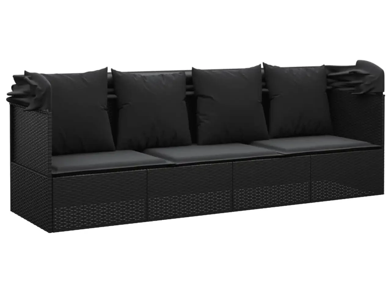 Billede 6 - Udendørs loungesofa med tag og hynder polyrattan sort