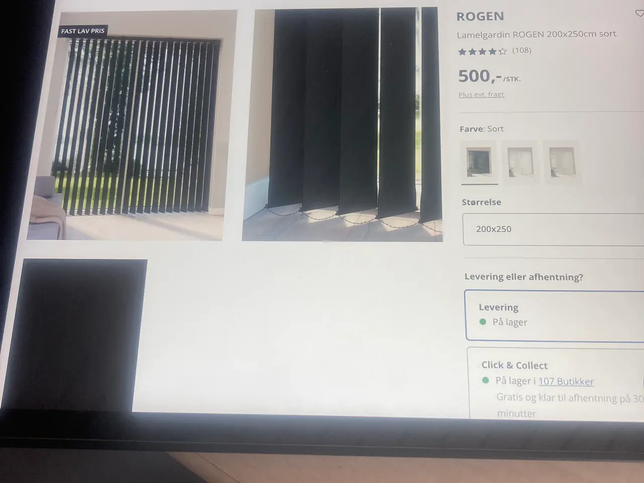 Billede 4 - Lamelgardin 200 x 250 sort