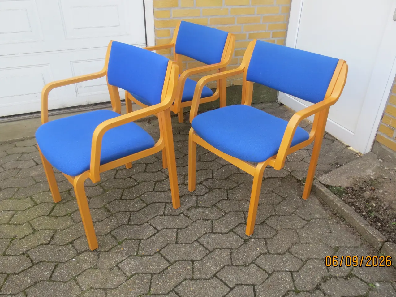 Billede 1 - 3 stk Farstrup Armstole med Blå stof