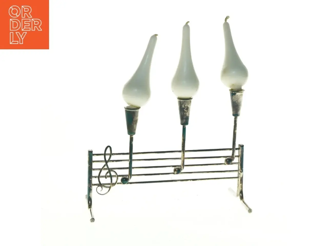Billede 1 - Dekorativ lysestage med musiknode design (str. 17 x 8 cm)