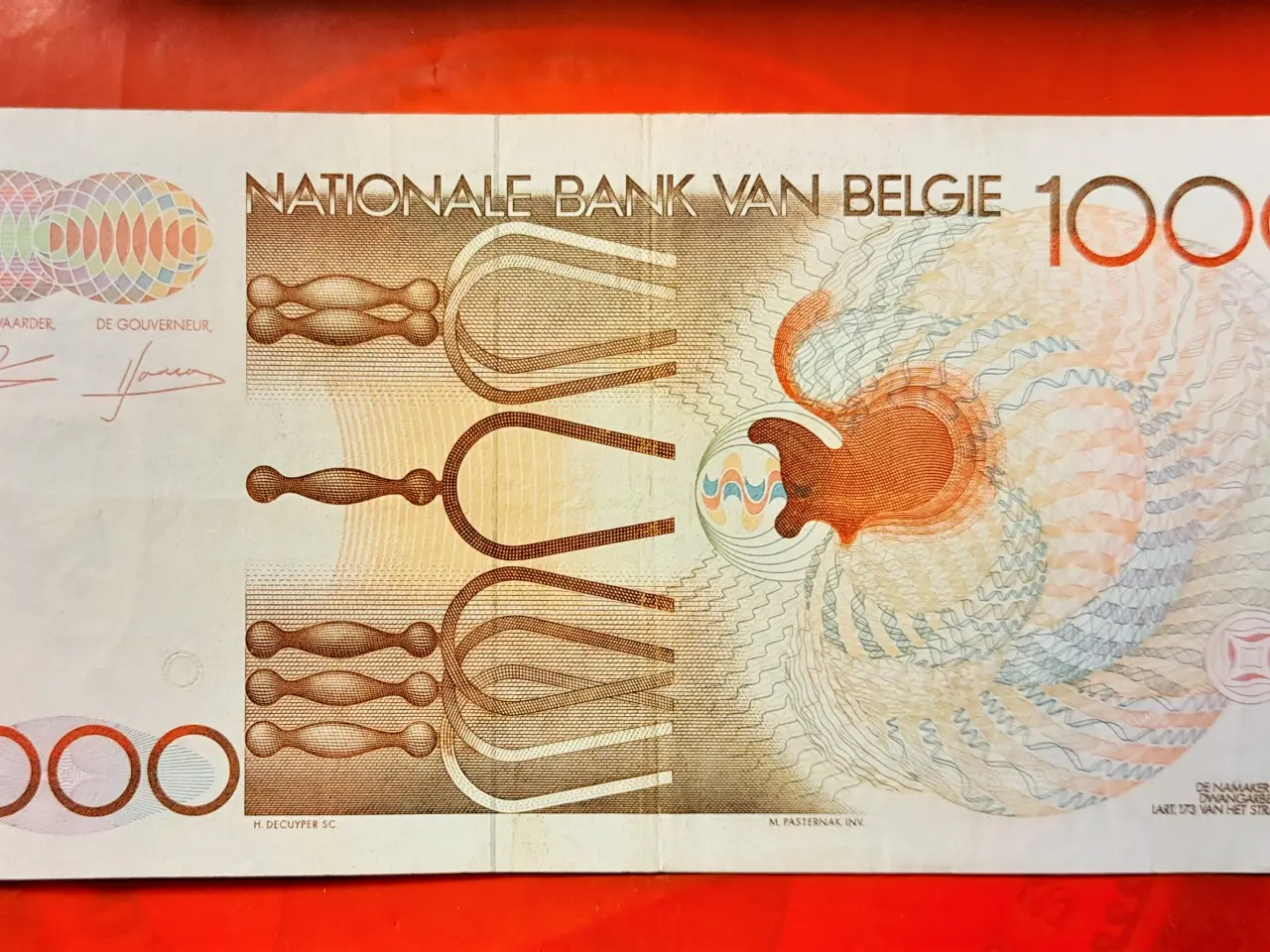 Billede 2 - BELGIEN MILLE 1000 FRANCS 1980 - 1996 Andre Gretry